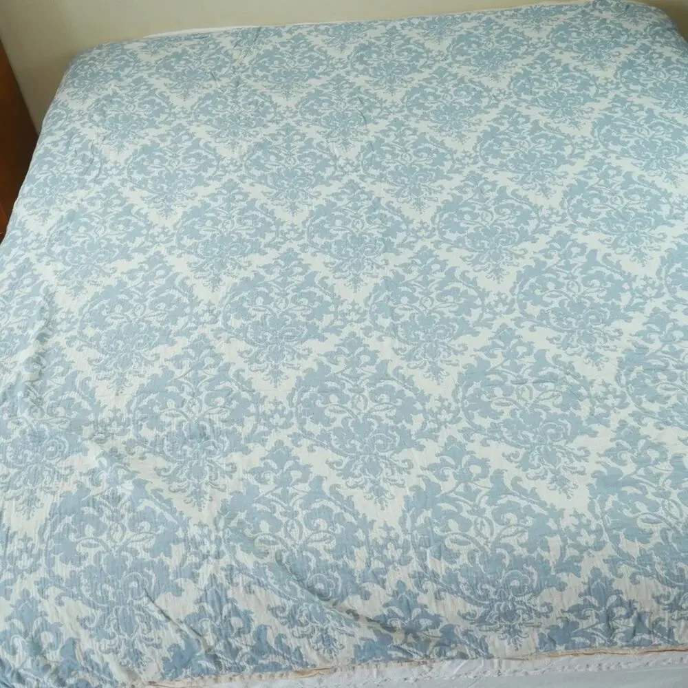 Pottery Barn Jacquard Medallion Duvet Cover Full Queen 2 Standard Shams Blue - Picture 7 of 16